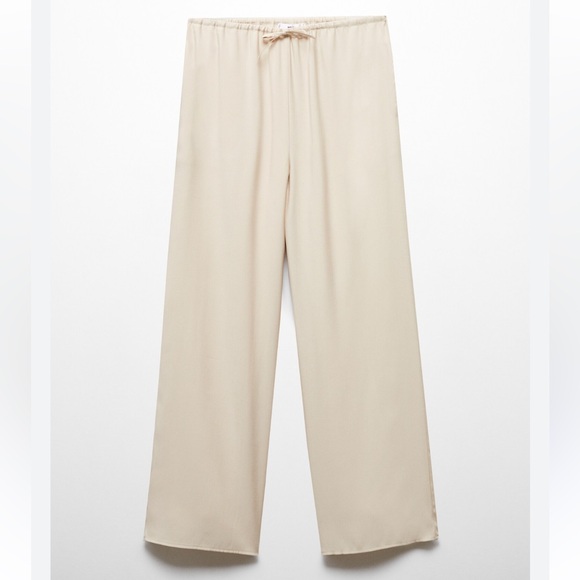 Mango Wideleg Pants with Elastic Waist - Picture 1 of 7